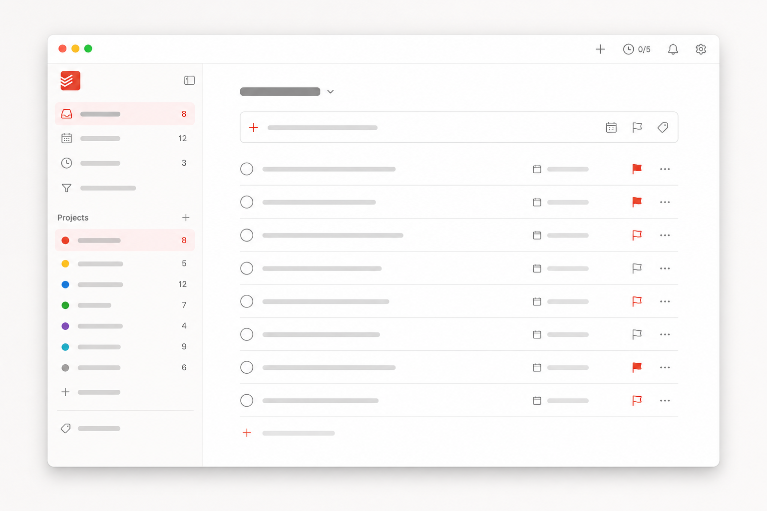 Illustrative AI-generated Todoist-style task view
